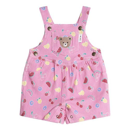 Huxbaby Pink Fruit Emoji Short Overalls
